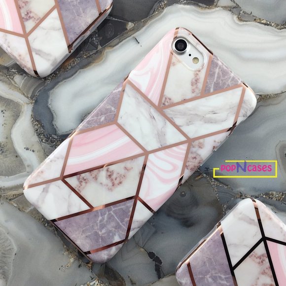 Rose Gold Foil Marble iPhone case - ALL MODELS - Picture 1 of 10